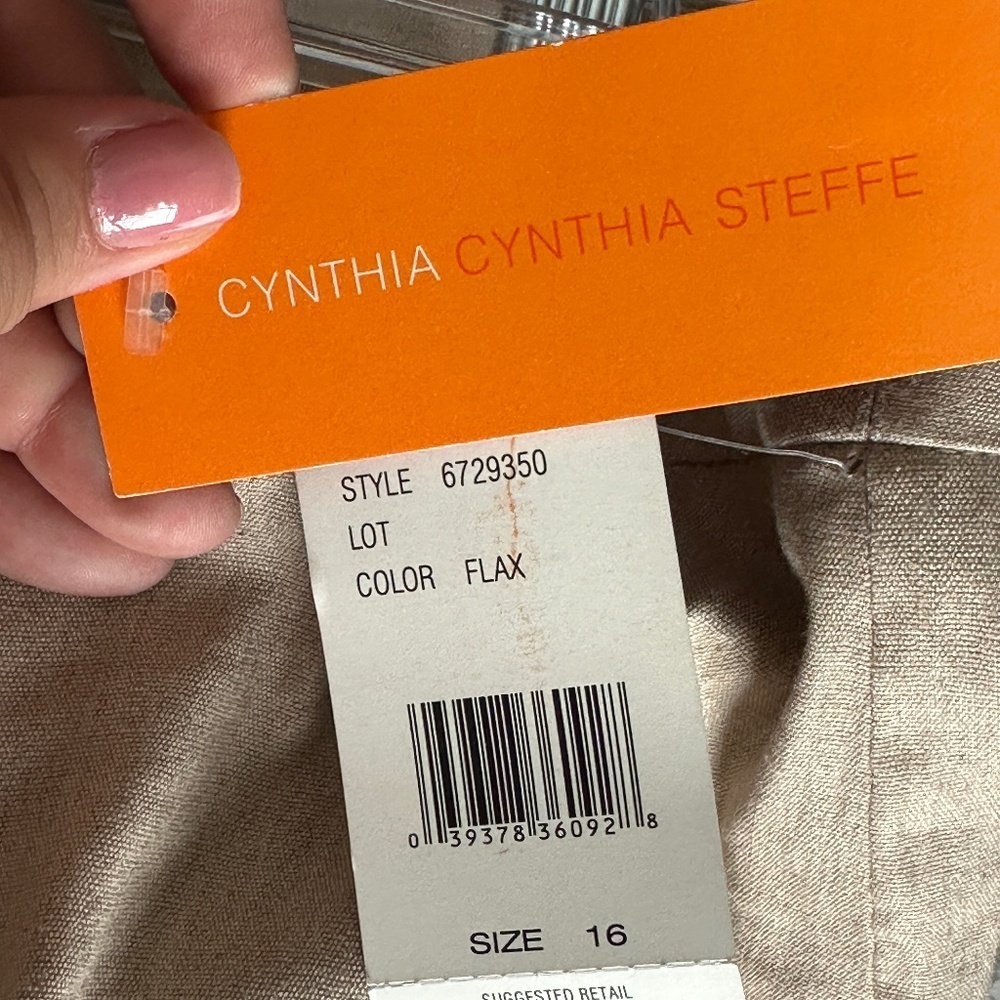 Brand New Cynthia Steffe Linen Blend Flax Trousers Pants Size 16 Straight Leg - Picture 6 of 7